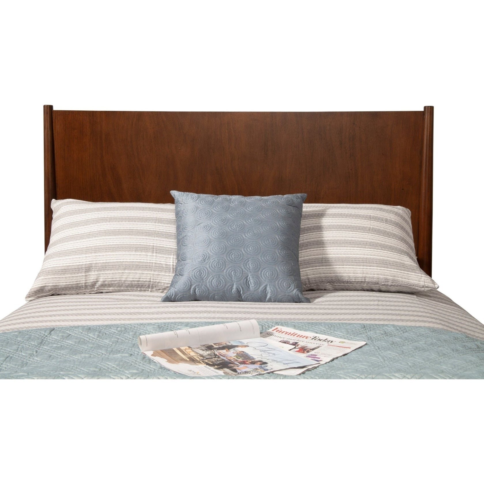 Alpine Flynn Mid Century Modern California King Panel Bed, Walnut - 966WAL-07CK