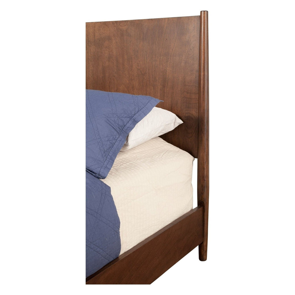 Alpine Flynn Mid Century Modern California King Panel Bed, Walnut - 966WAL-07CK