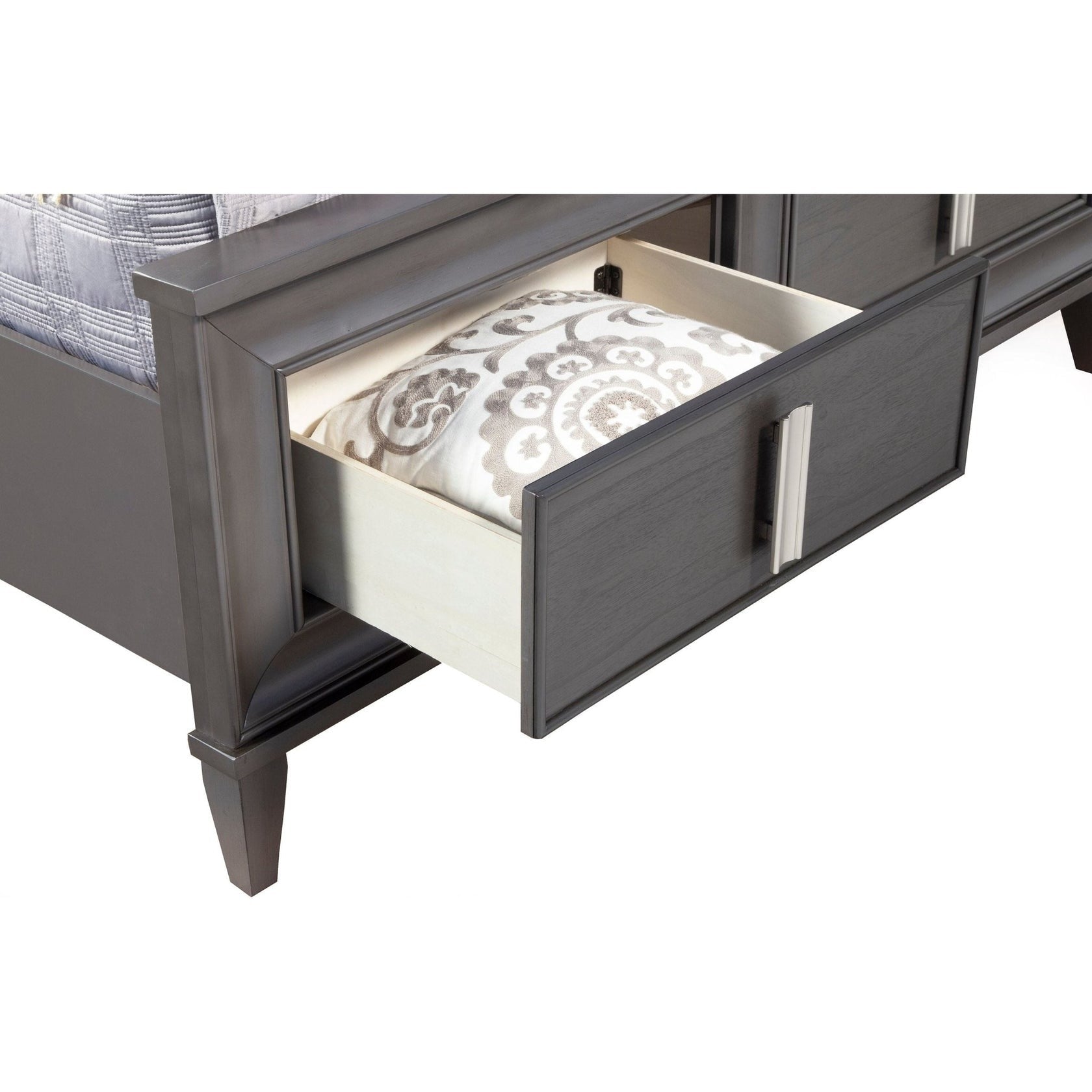Alpine Lorraine Standard King Storage Footboard Platform Bed, Dark Grey - 8171-07EK