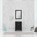 Alya Bath Norwalk 24" Single Espresso Freestanding  Bathroom Vanity With Carrara Marble Top, Ceramic Sink and Wall Mounted Mirror - HE-101-24-E-CWMT + HE-101/102-24-E-M