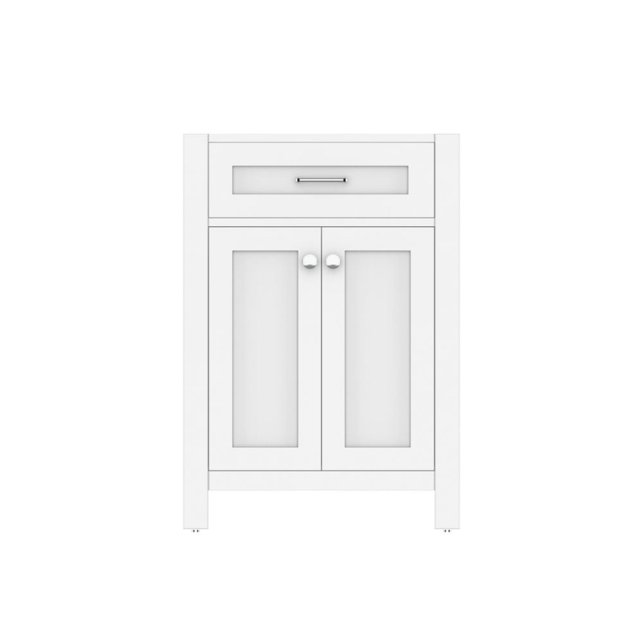 Alya Bath Norwalk 24" Single White Freestanding Bathroom Vanity With Brushed Nickel Edge Handles - HE-101-24-W