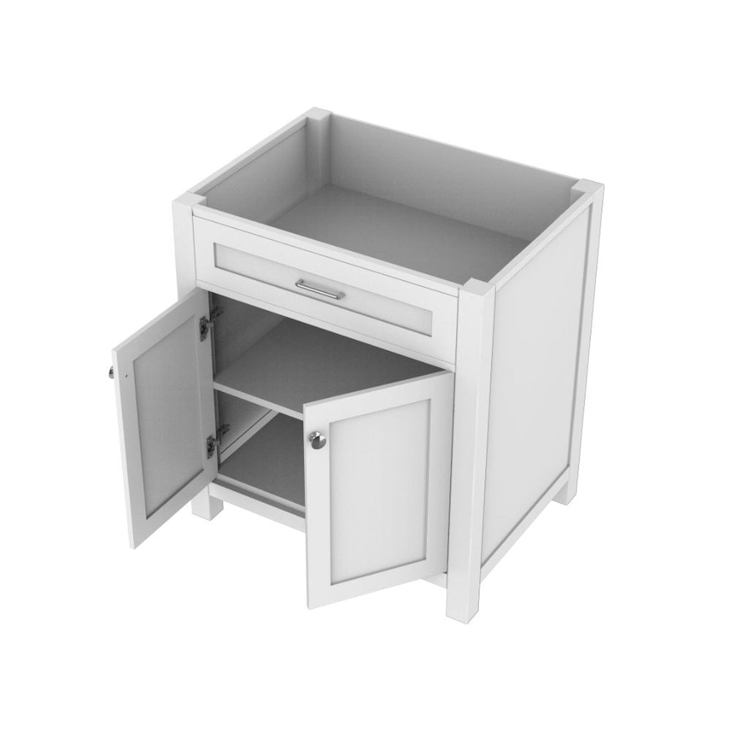 Alya Bath Norwalk 30" Single White Freestanding Bathroom Vanity with Brushed Nickel Edge Handles - HE-101-30-W