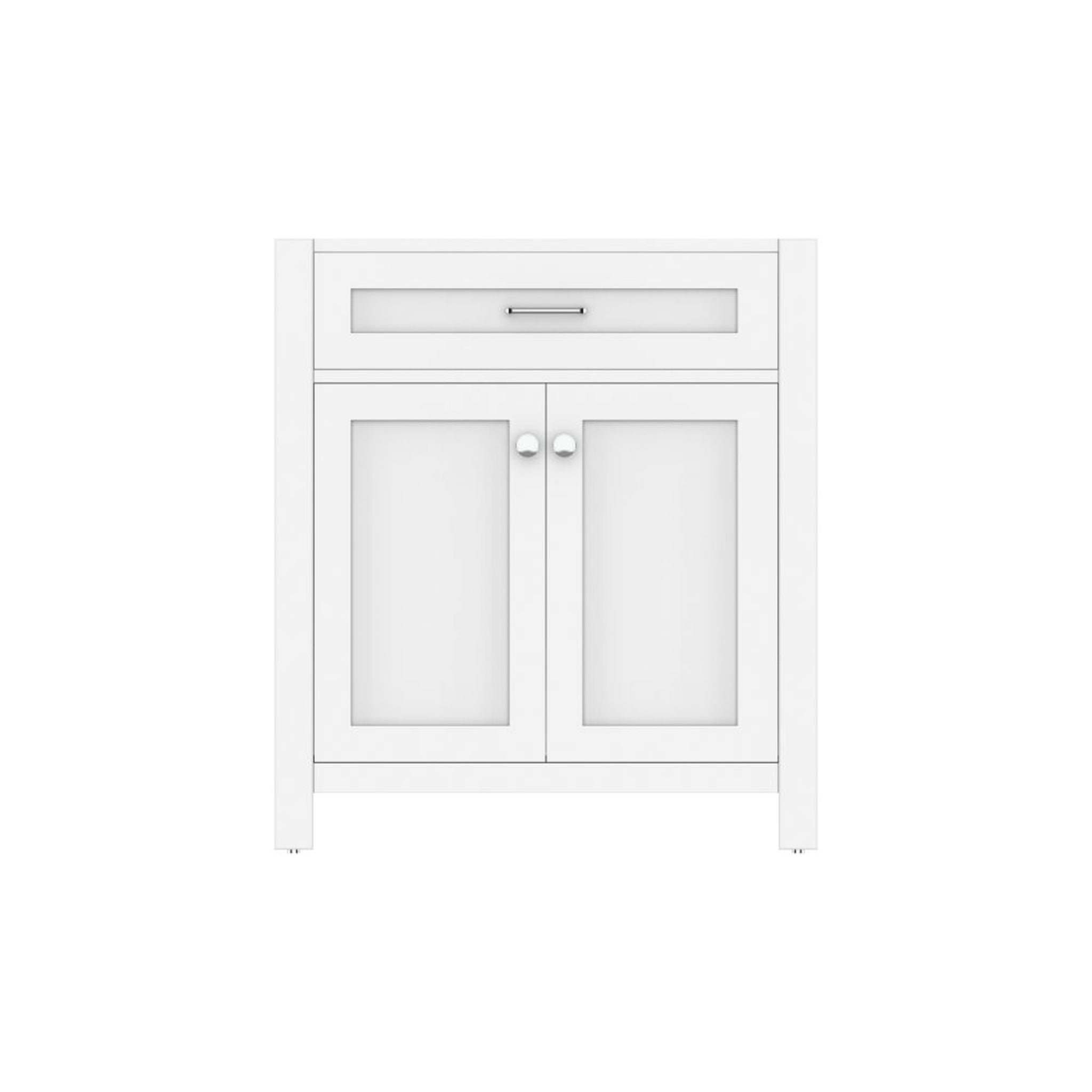 Alya Bath Norwalk 30" Single White Freestanding Bathroom Vanity with Brushed Nickel Edge Handles - HE-101-30-W