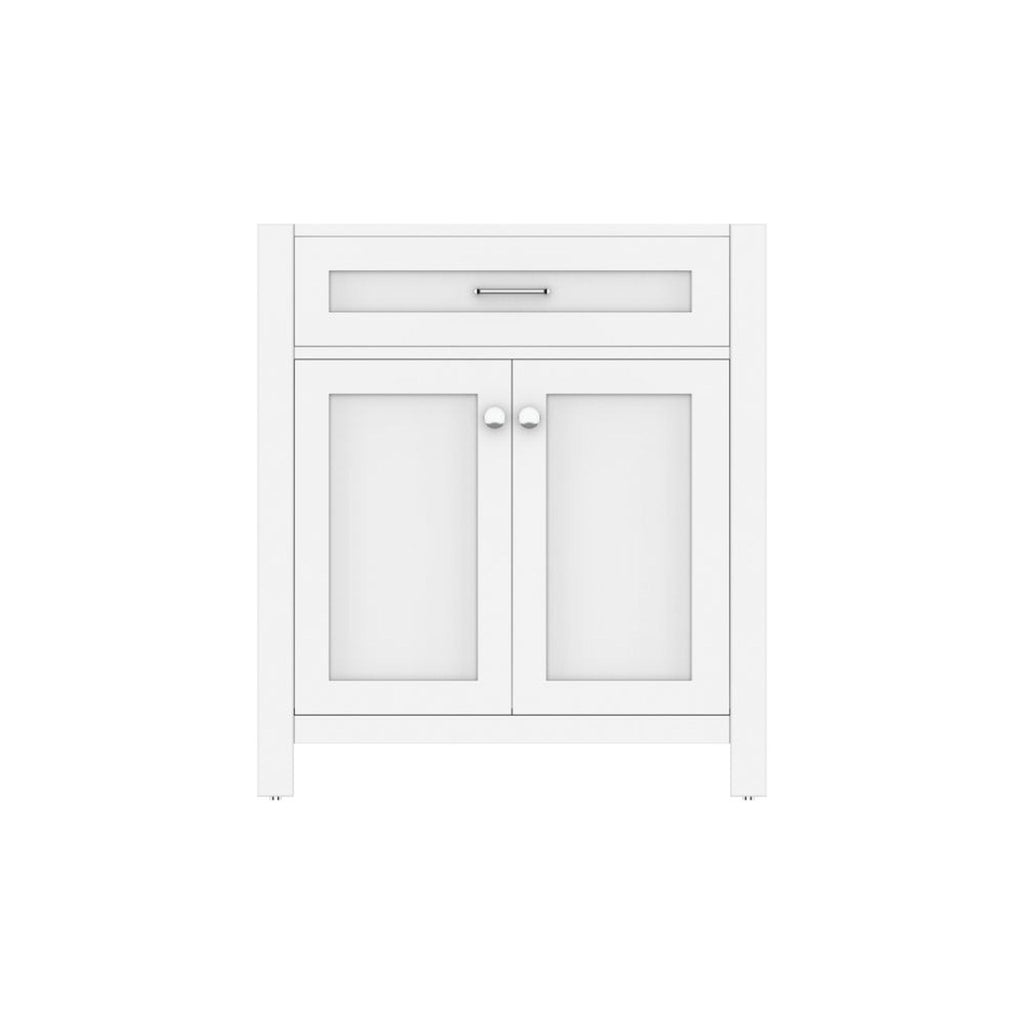 Alya Bath Norwalk 30" Single White Freestanding Bathroom Vanity with Brushed Nickel Edge Handles - HE-101-30-W
