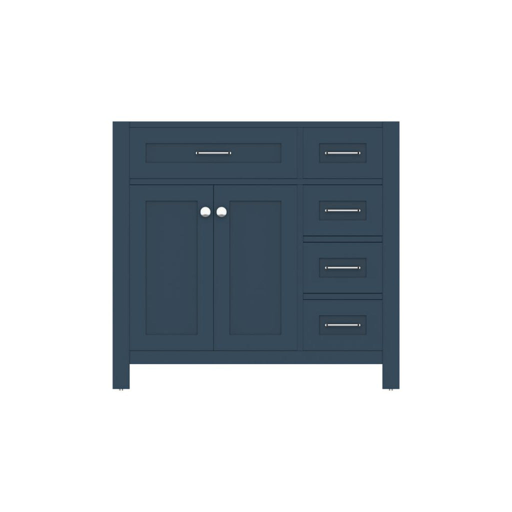 Alya Bath Norwalk  36" Single Blue Freestanding Bathroom Vanity with Drawer and Brushed Nickel Edge Handles - HE-101-36-DR-B