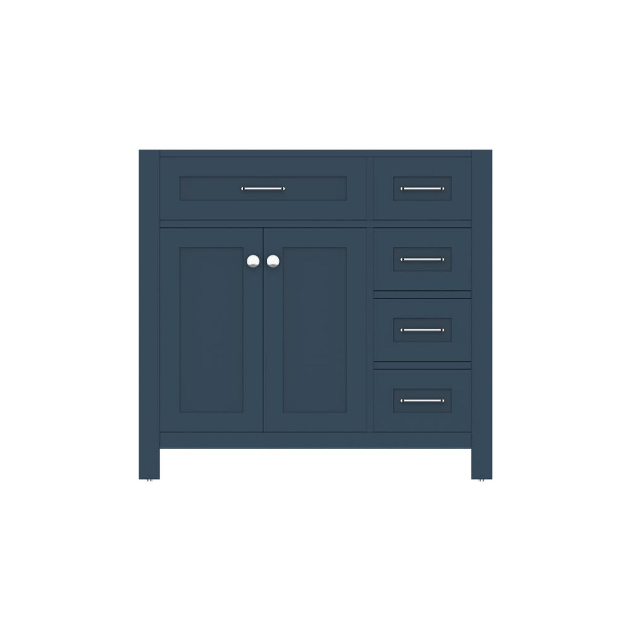 Alya Bath Norwalk  36" Single Blue Freestanding Bathroom Vanity with Drawer and Brushed Nickel Edge Handles - HE-101-36-DR-B
