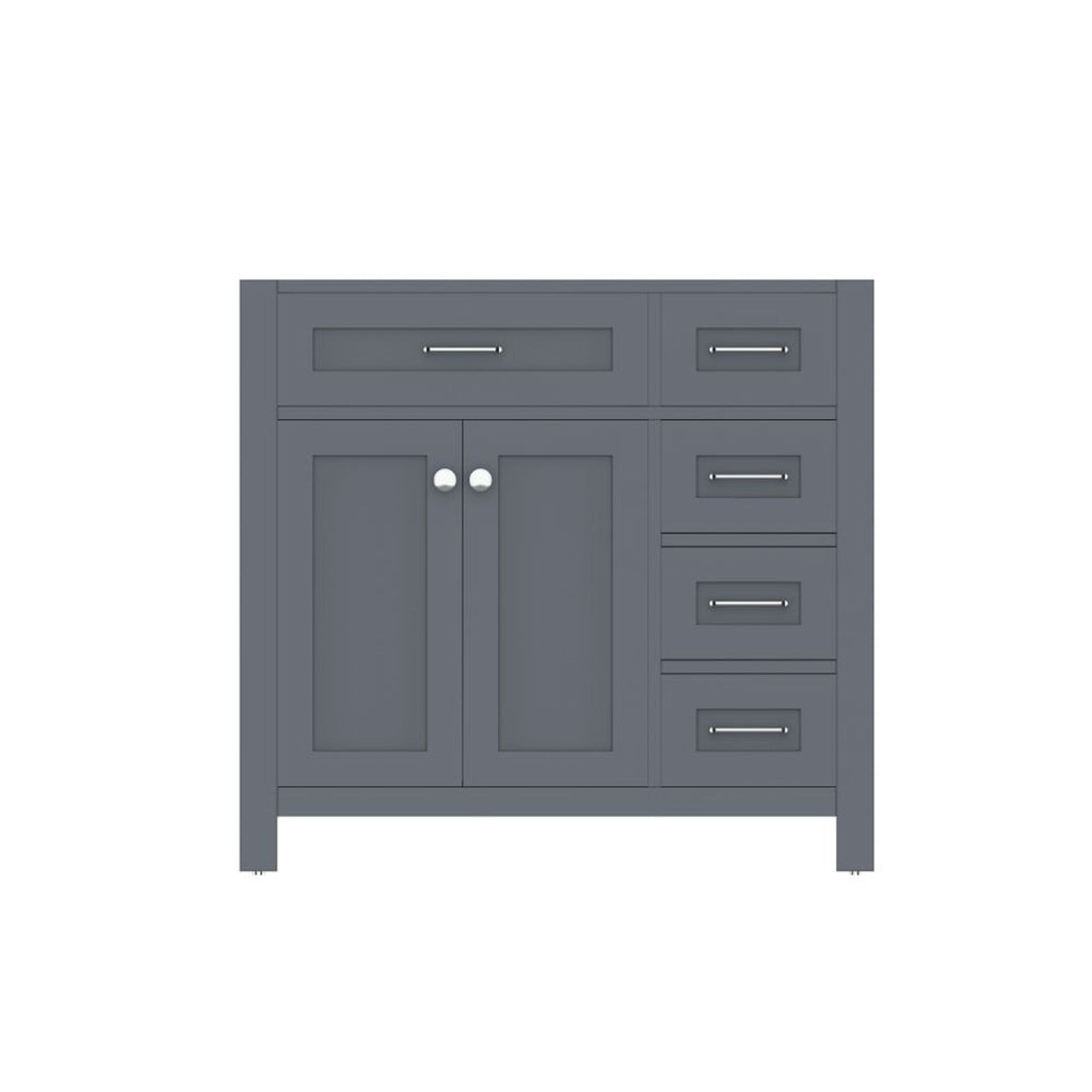 Alya Bath Norwalk  36" Single Gray Freestanding Bathroom Vanity with Drawer and Brushed Nickel Edge Handles - HE-101-36-DR-G