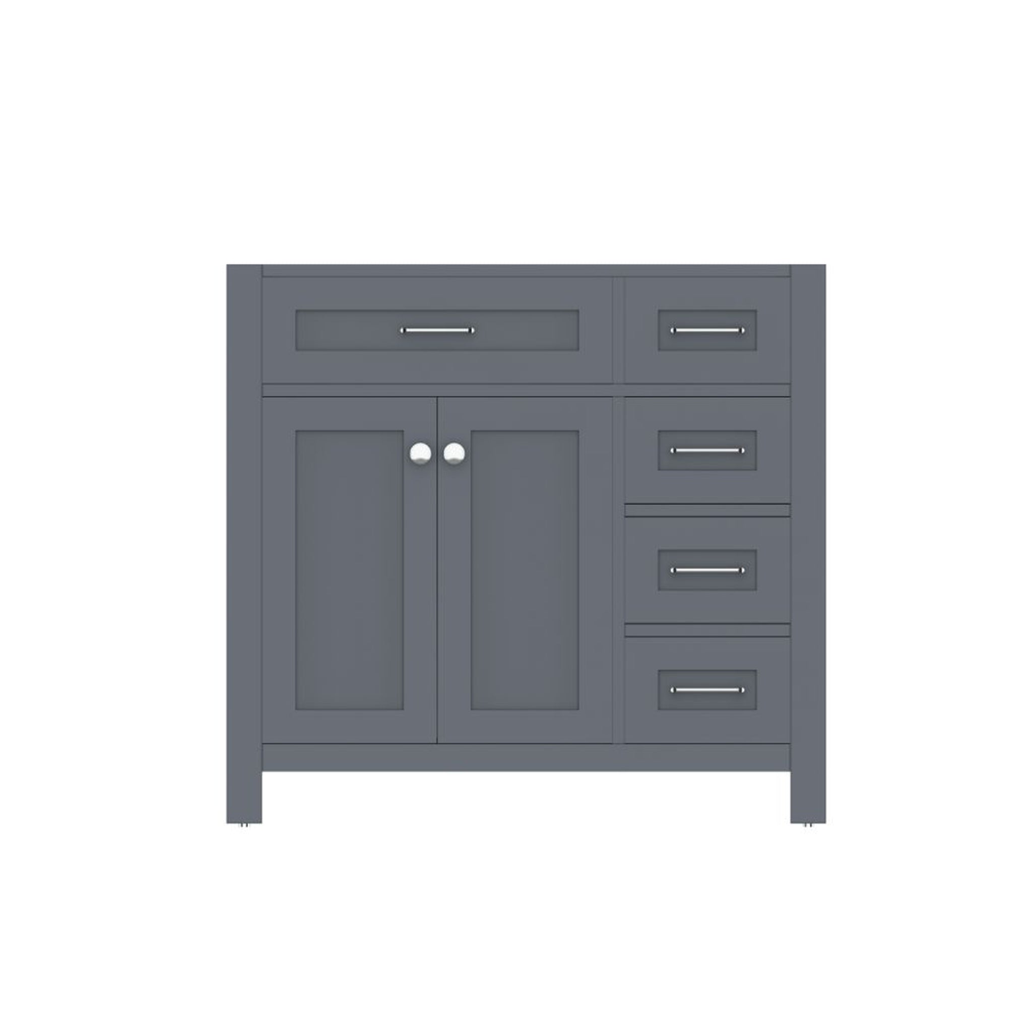 Alya Bath Norwalk  36" Single Gray Freestanding Bathroom Vanity with Drawer and Brushed Nickel Edge Handles - HE-101-36-DR-G