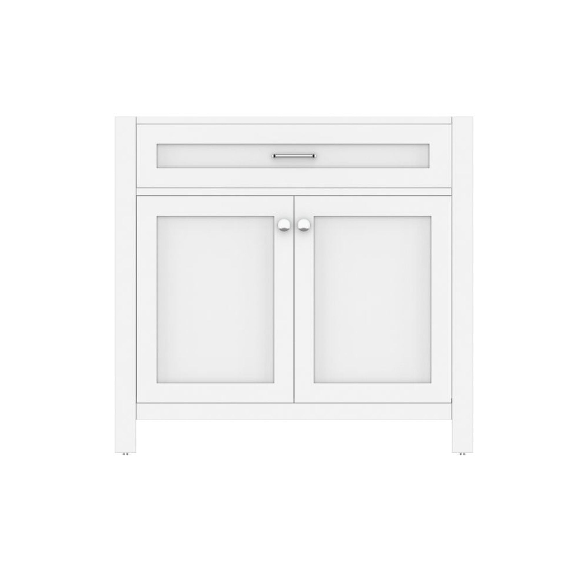 Alya Bath Norwalk 36" Single White Freestanding Bathroom Vanity With Brushed Nickel Edge Handles - HE-101-36-W