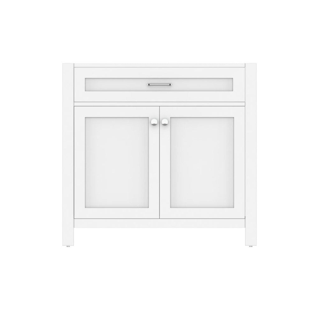 Alya Bath Norwalk 36" Single White Freestanding Bathroom Vanity With Brushed Nickel Edge Handles - HE-101-36-W