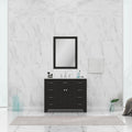 Alya Bath Norwalk 42" Single Espresso Freestanding  Bathroom Vanity With Carrara Marble Top, Ceramic Sink and Wall Mounted Mirror - HE-101-42-E-CWMT + HE-101/102-42-E-M