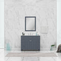 Alya Bath Norwalk 42" Single Gray Freestanding  Bathroom Vanity With Carrara Marble Top, Ceramic Sink and Wall Mounted Mirror - HE-101-42-G-CWMT + HE-101/102-42-W-M