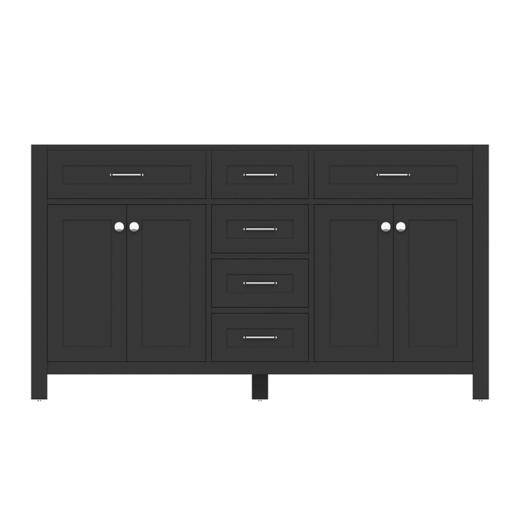Alya Bath Norwalk 60" Double Espresso Freestanding  Bathroom Vanity  With Brushed Nickel Edge Handles - HE-101-60D-E