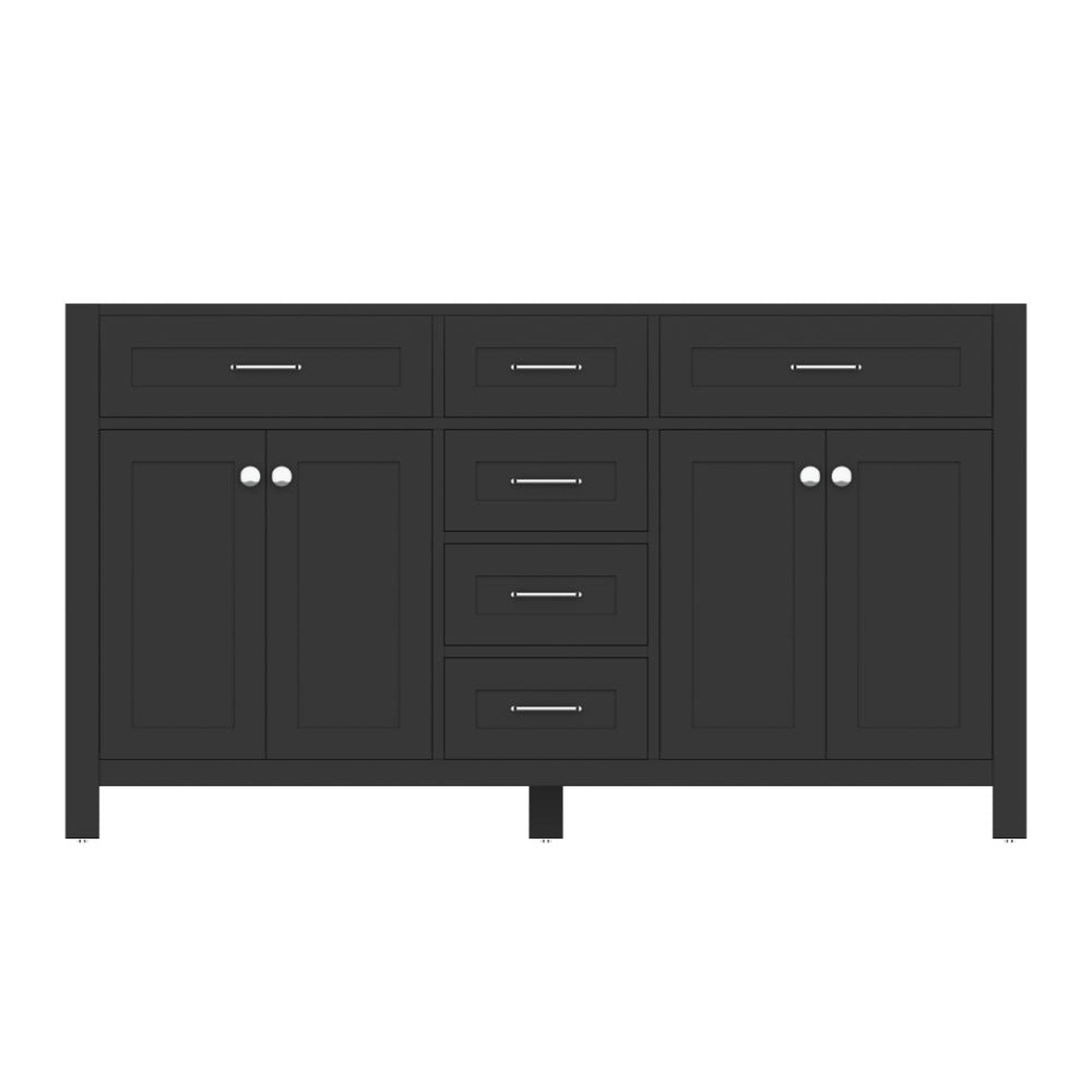 Alya Bath Norwalk 60" Double Espresso Freestanding  Bathroom Vanity  With Brushed Nickel Edge Handles - HE-101-60D-E