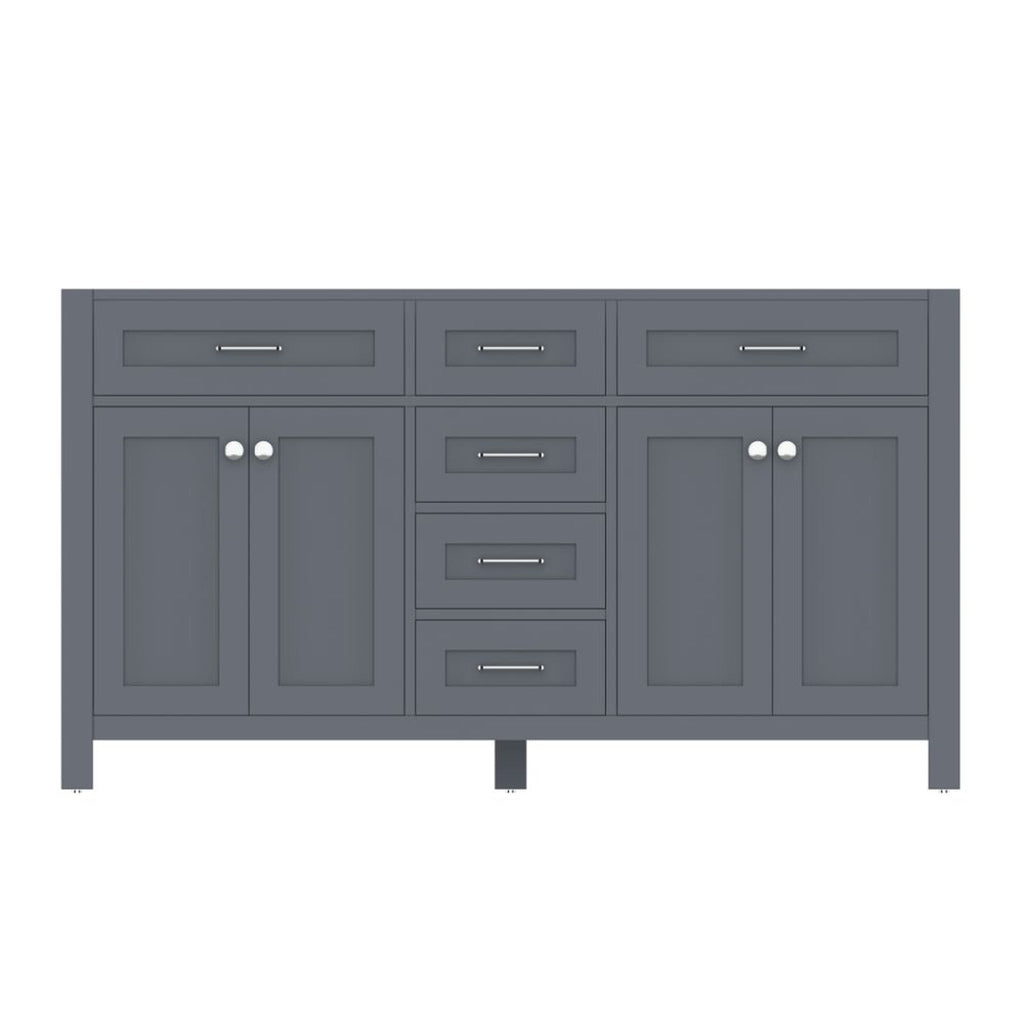 Alya Bath Norwalk 60" Double Gray Freestanding  Bathroom Vanity  With Brushed Nickel Edge Handles - HE-101-60D-G
