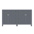 Alya Bath Norwalk 60" Double Gray Freestanding  Bathroom Vanity  With Brushed Nickel Edge Handles - HE-101-60D-G