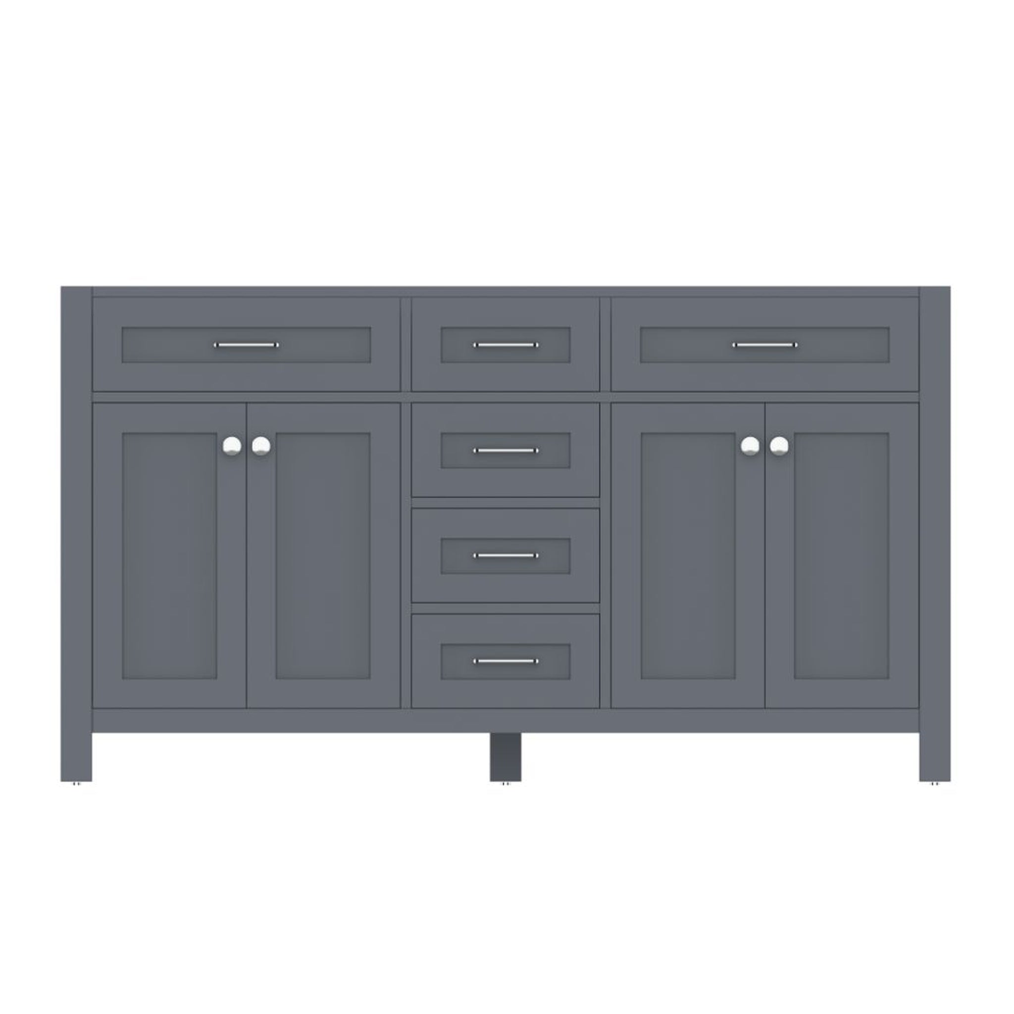 Alya Bath Norwalk 60" Double Gray Freestanding  Bathroom Vanity  With Brushed Nickel Edge Handles - HE-101-60D-G