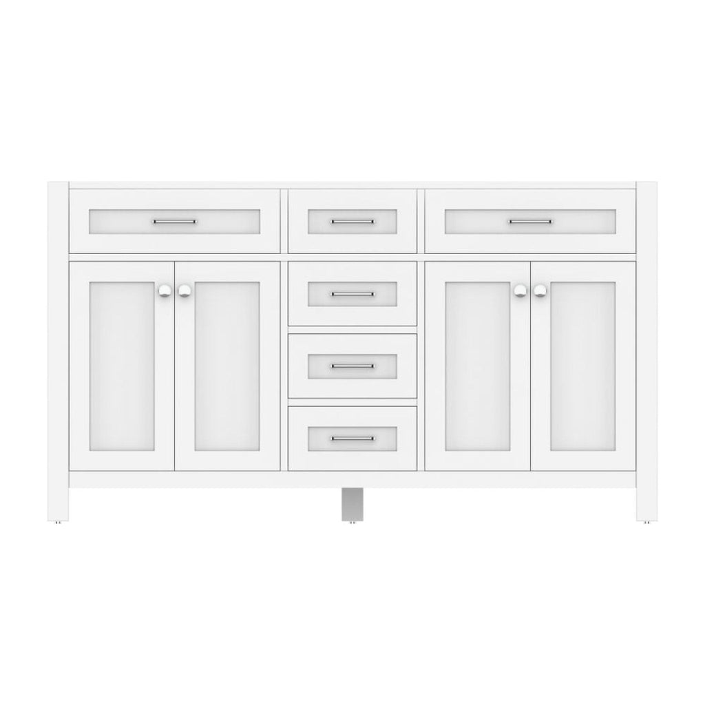 Alya Bath Norwalk 60" Double White Freestanding  Bathroom Vanity  With Brushed Nickel Edge Handles - HE-101-60D-W