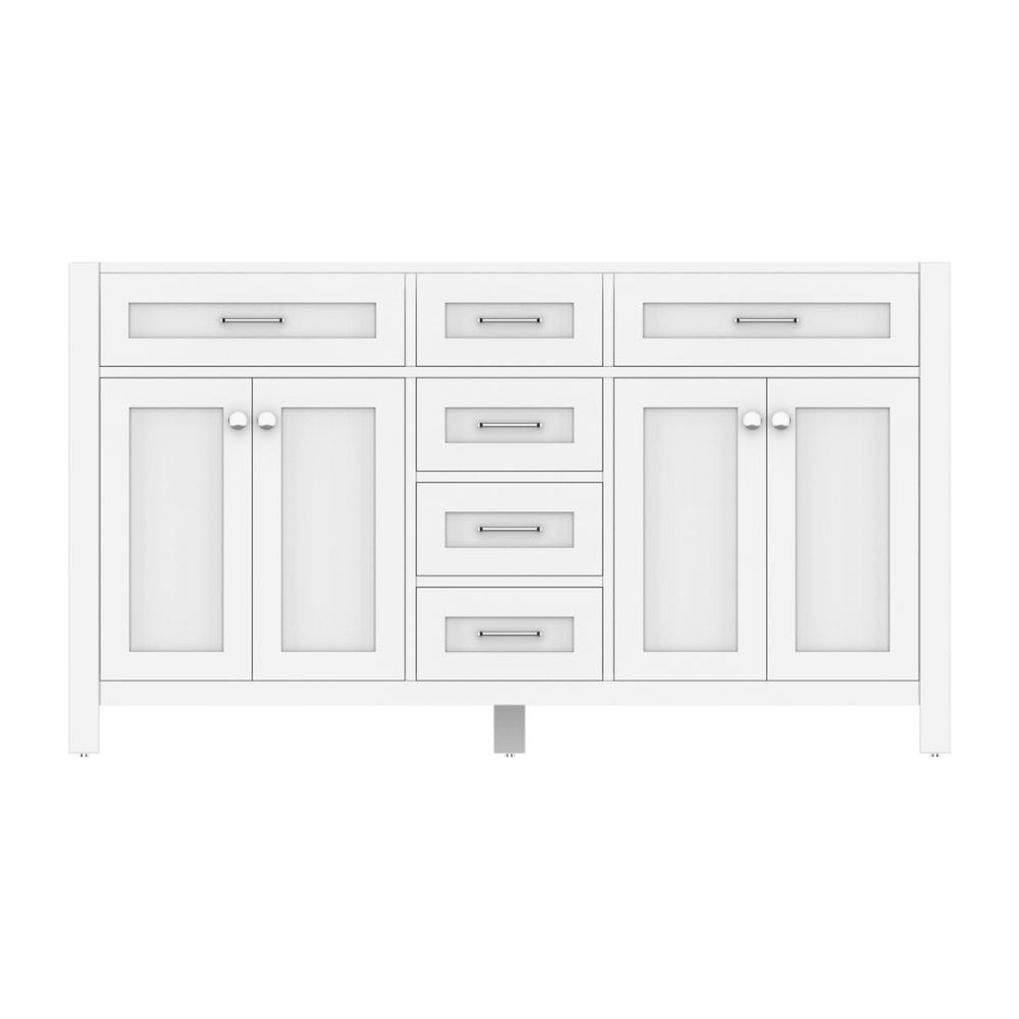 Alya Bath Norwalk 60" Double White Freestanding  Bathroom Vanity  With Brushed Nickel Edge Handles - HE-101-60D-W