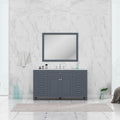 Alya Bath Norwalk 60" Single Gray Freestanding  Bathroom Vanity With Carrara Marble Top, Ceramic Sink and Wall Mounted Mirror - HE-101-60S-G-CWMT + AT-48-M-G