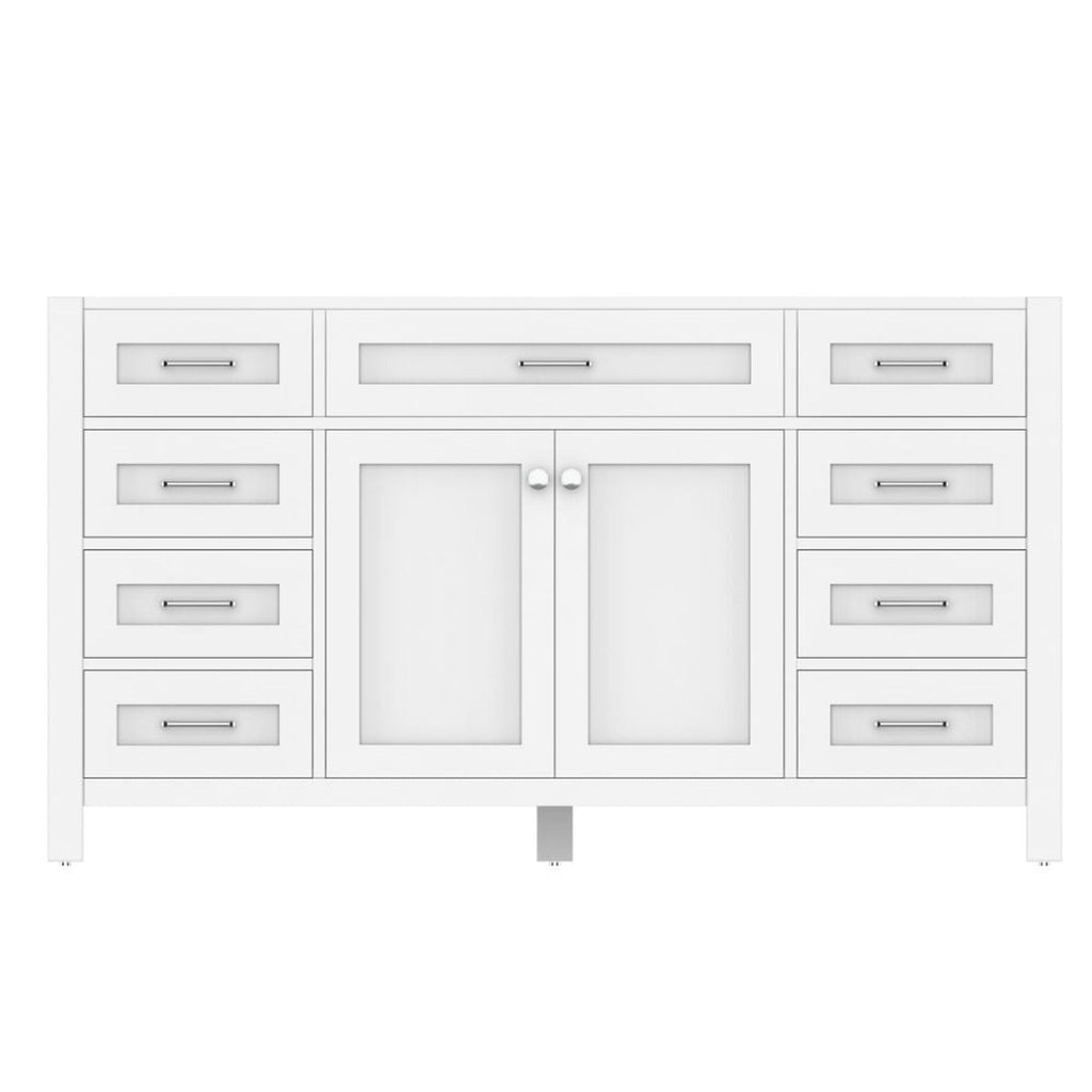 Alya Bath Norwalk 60" Single White Freestanding  Bathroom Vanity  With Brushed Nickel Edge Handles - HE-101-60S-W