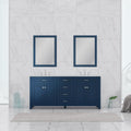 Alya Bath Norwalk 72" Double Blue Freestanding Bathroom Vanity With Carrara Marble Top, Ceramic Sink and Two Mirrors - HE-101-72D-B-CWMT + 2x HE-101/102-30-B-M
