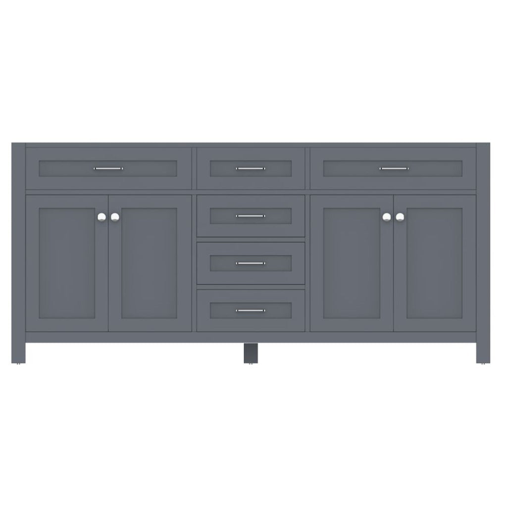 Alya Bath Norwalk 72" Double Gray Freestanding  Bathroom Vanity  With Brushed Nickel Edge Handles - HE-101-72D-G