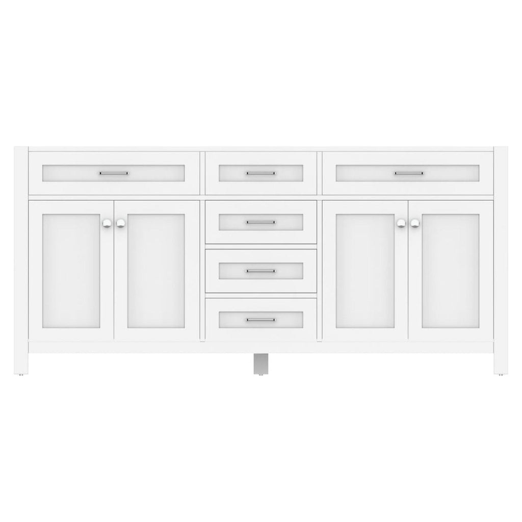 Alya Bath Norwalk 72" Double White Freestanding Bathroom Vanity  With Brushed Nickel Edge Handles - HE-101-72D-W