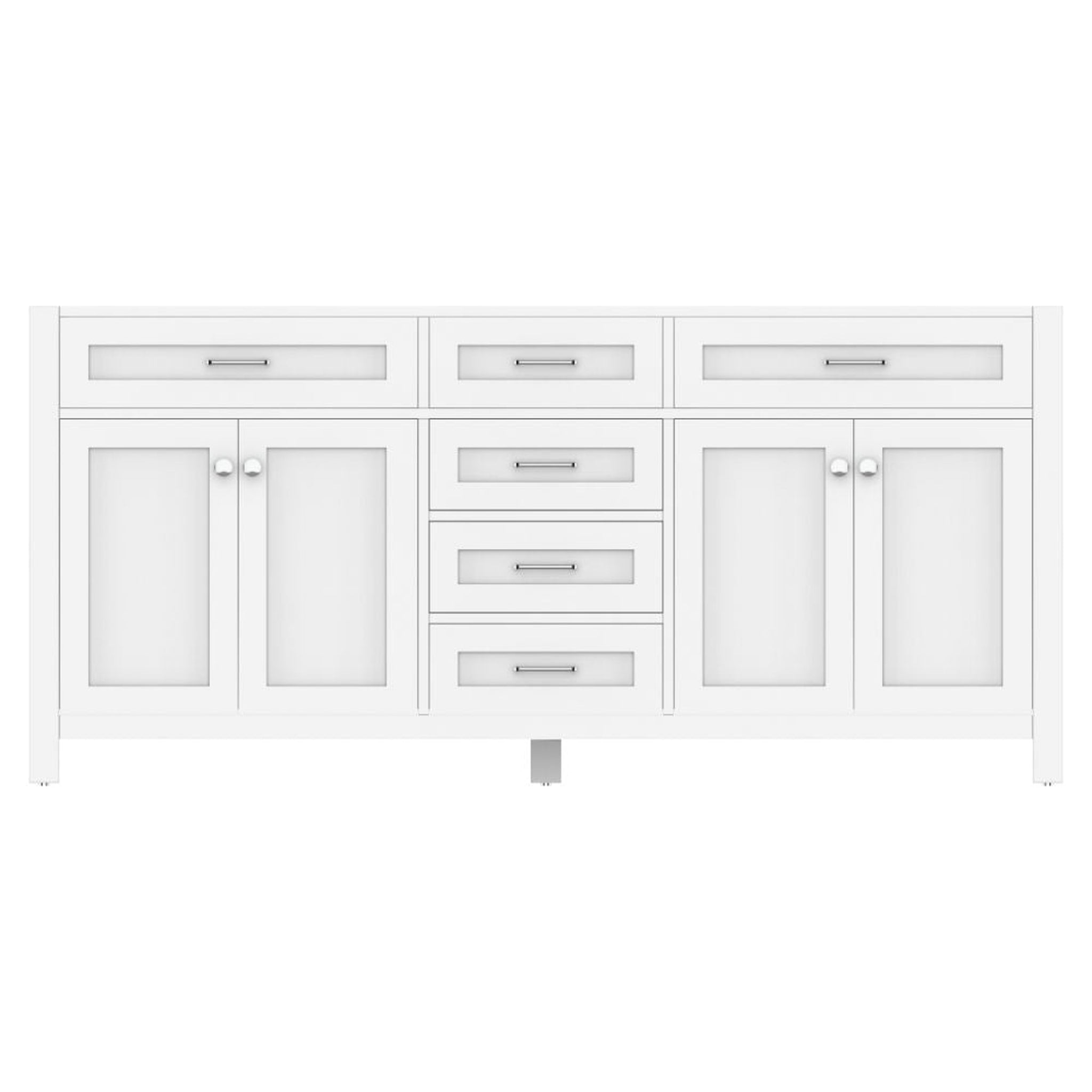 Alya Bath Norwalk 72" Double White Freestanding Bathroom Vanity  With Brushed Nickel Edge Handles - HE-101-72D-W