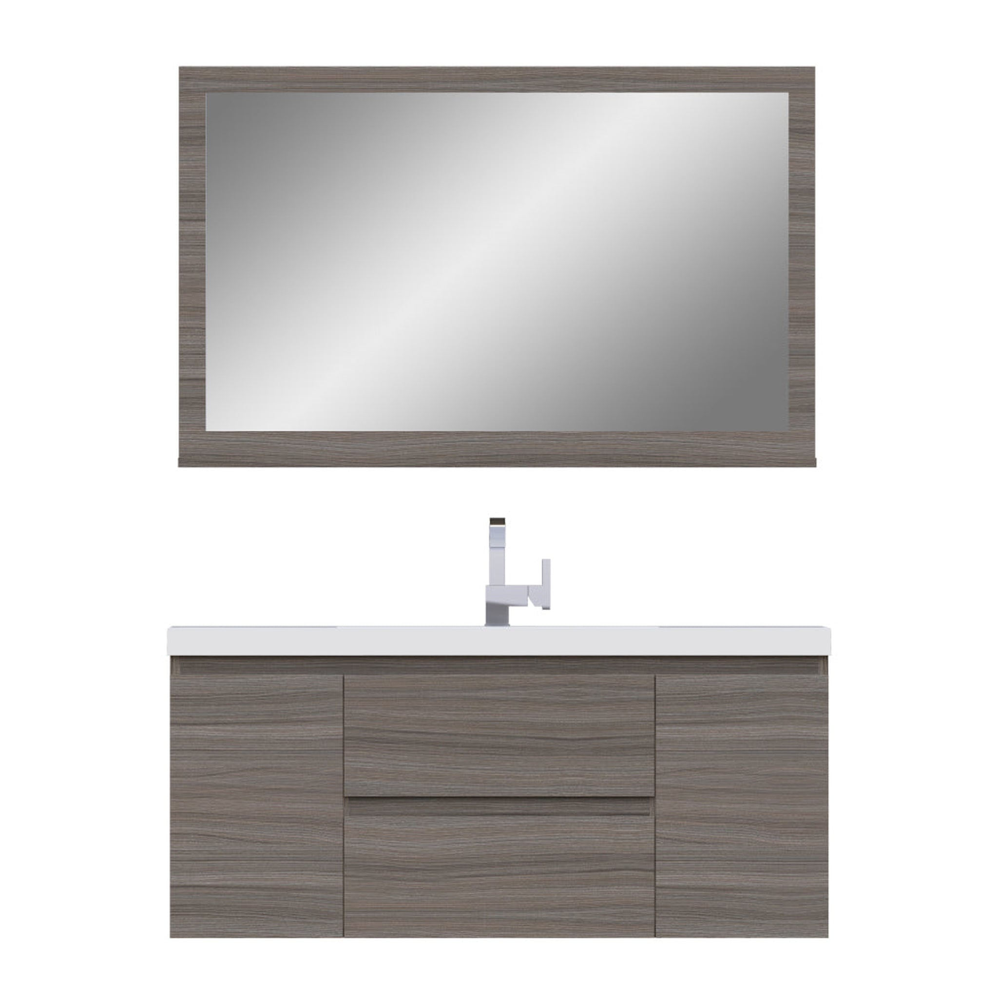 Alya Bath Paterno 48" Single Gray Modern Wall Mounted Bathroom Vanity With Acrylic Top and Integrated Sink - AB-MOF48-G