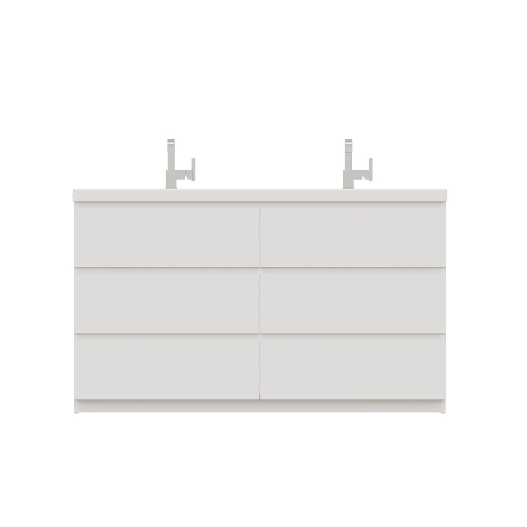 Alya Bath Paterno 60" Double White Modern Freestanding  Bathroom Vanity With Acrylic Top and Integrated Sink - AB-MOA60D-W