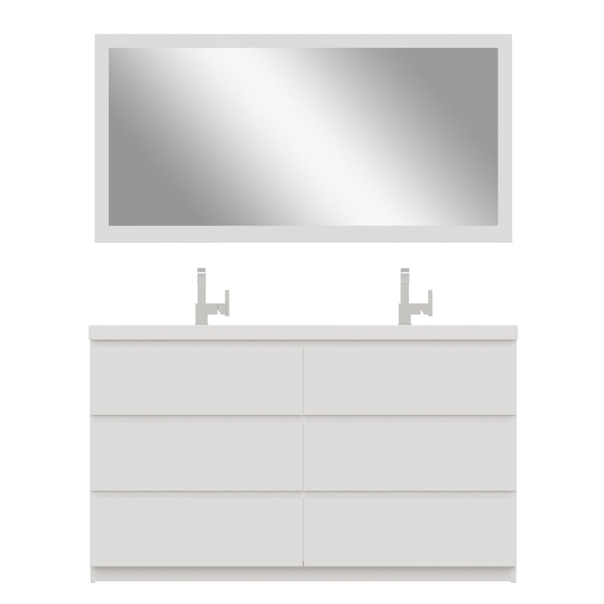 Alya Bath Paterno 60" Double White Modern Freestanding  Bathroom Vanity With Acrylic Top and Integrated Sink - AB-MOA60D-W