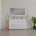 Alya Bath Paterno 60" Double White Modern Freestanding  Bathroom Vanity With Acrylic Top and Integrated Sink - AB-MOA60D-W