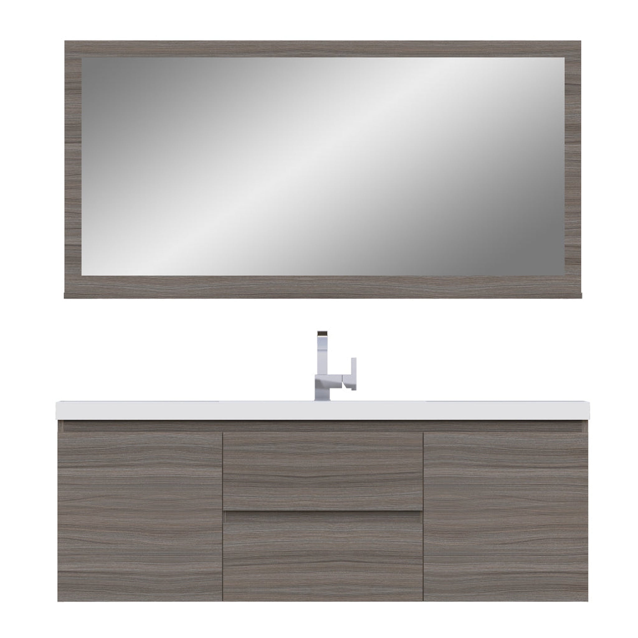 Alya Bath Paterno 60" Single Gray Modern Wall Mounted  Bathroom Vanity With Acrylic Top and Integrated Sink - AB-MOF60S-G