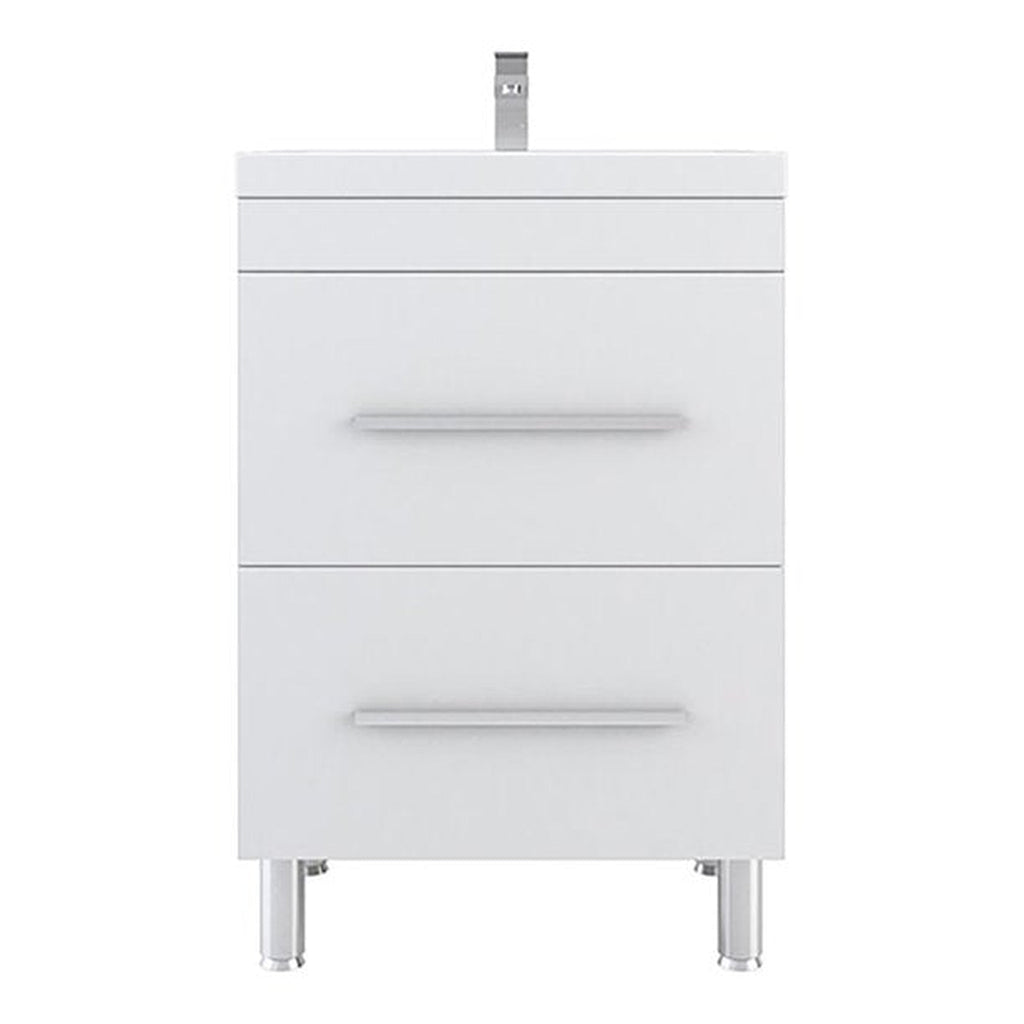Alya Bath Ripley 24" Single White Modern Freestanding Single Bathroom Vanity With Integrated Acrylic Top, Acrylic Sink and Wall Mounted Mirror - AT-8080-W+AT-24-M-W