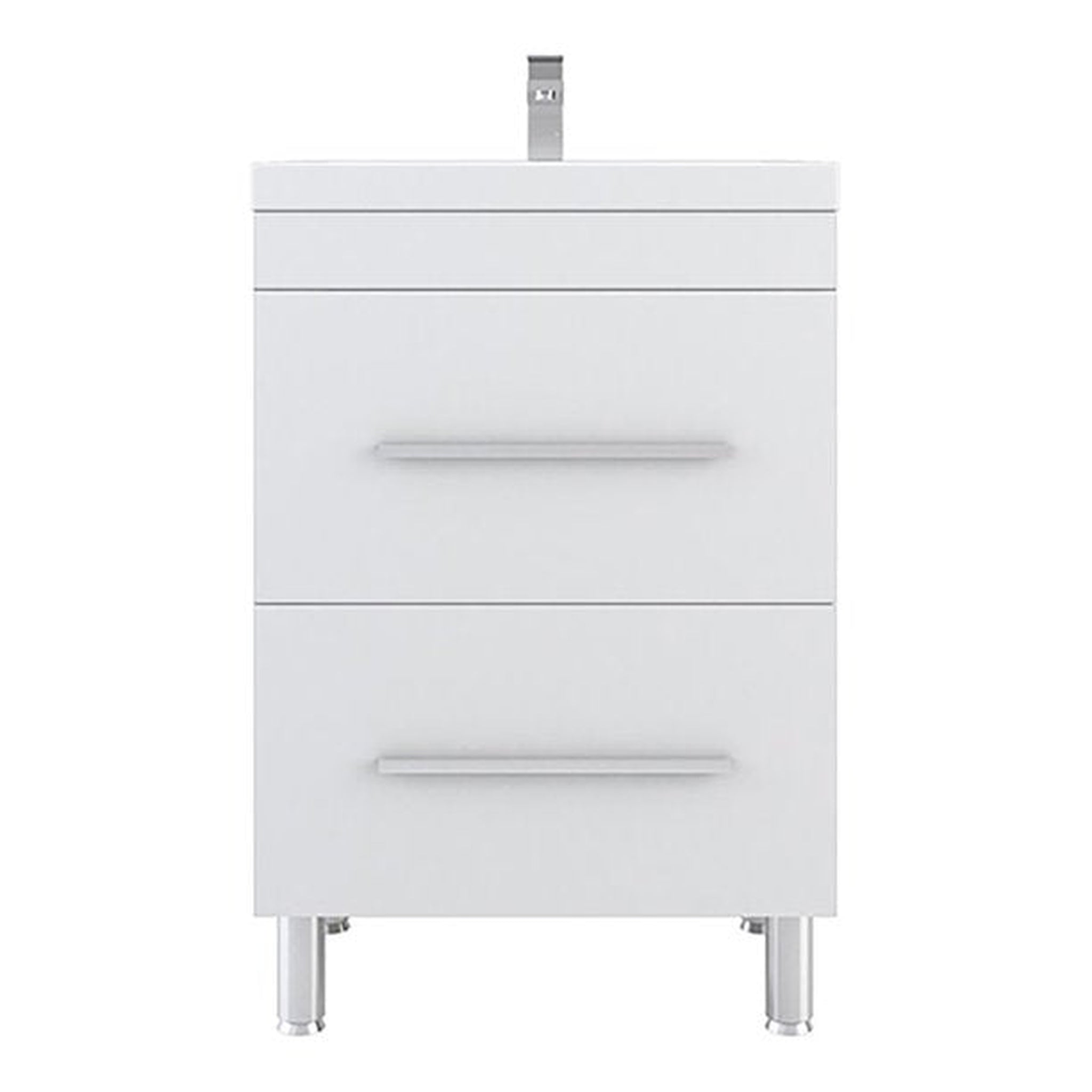 Alya Bath Ripley 24" Single White Modern Freestanding Single Bathroom Vanity With Integrated Acrylic Top, Acrylic Sink and Wall Mounted Mirror - AT-8080-W+AT-24-M-W
