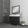 Alya Bath Ripley 36" Single Black Modern Freestanding Bathroom Vanity With Integrated Acrylic Top, Acrylic Sink and Wall Mounted Mirror - AT-8089-B+AT-36-M-B