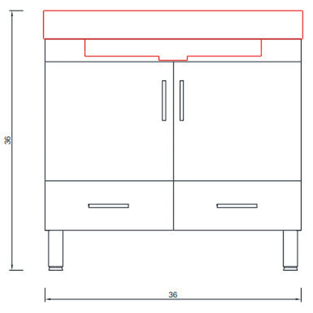Alya Bath Ripley 36" Single Gray Modern Freestanding  Bathroom Vanity With Integrated Acrylic Top, Acrylic Sink and Wall Mounted Mirror - AT-8089-G+AT-36-M-G