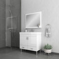 Alya Bath Ripley  36"  Single White Modern Freestanding Bathroom Vanity With Integrated Acrylic Top, Acrylic Sink and Wall Mounted Mirror - AT-8089-W+AT-36-M-W