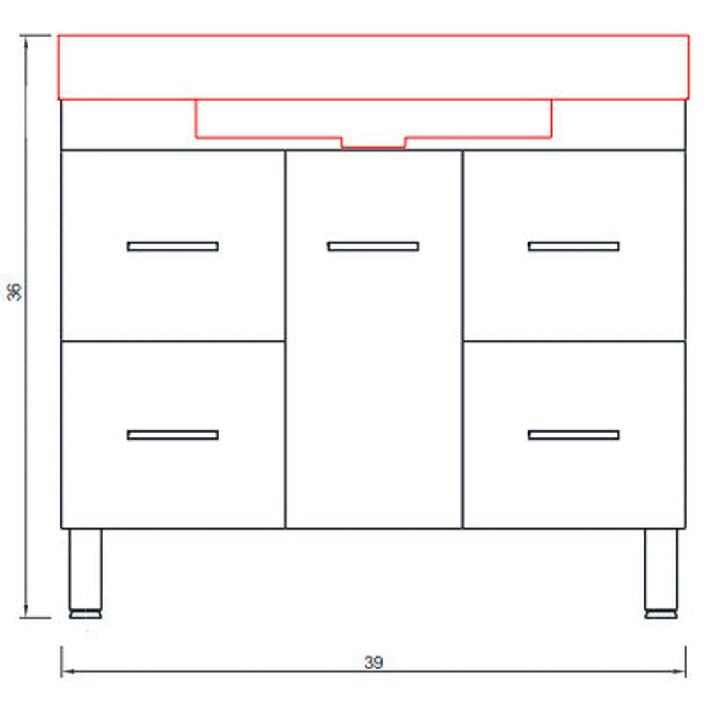 Alya Bath Ripley 39" Single Gray Modern Freestanding  Bathroom Vanity With Integrated Acrylic Top, Acrylic Sink and Wall Mounted Mirror - AT-8041-G+AT-36-M-G