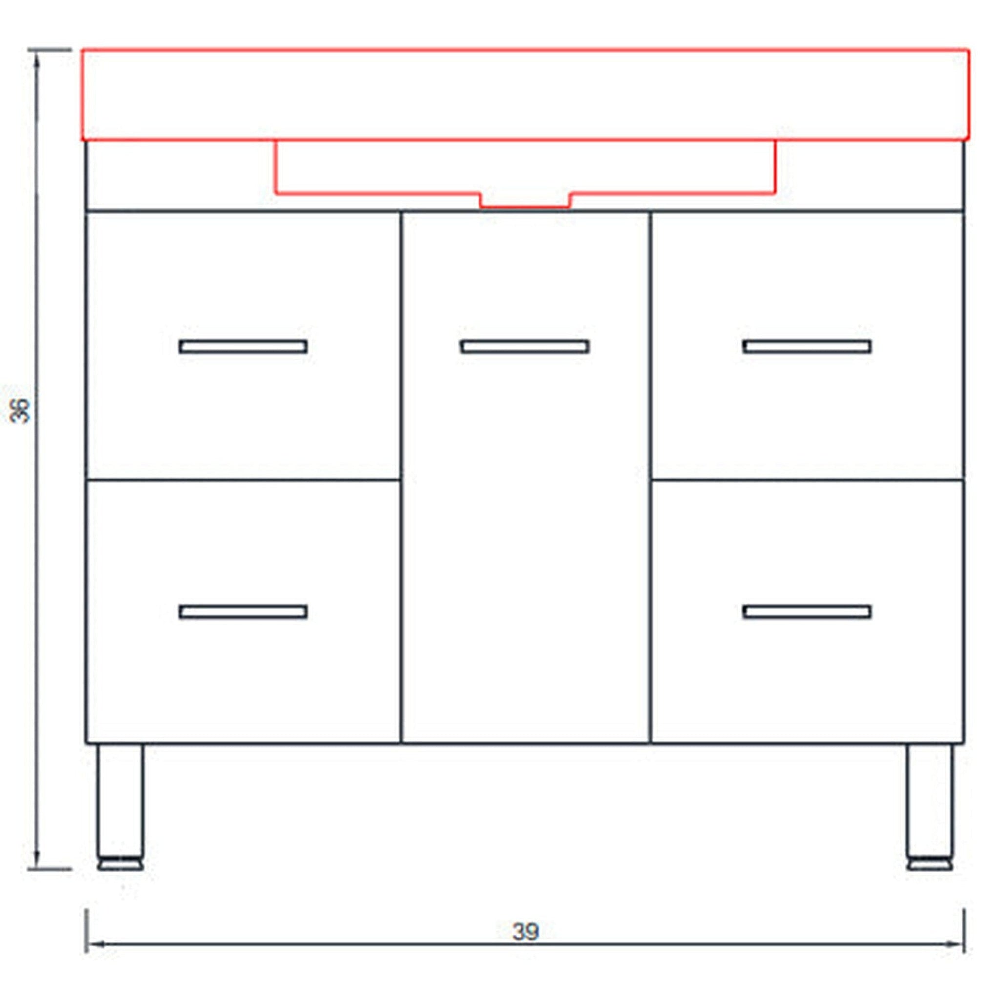 Alya Bath Ripley 39" Single Gray Modern Freestanding  Bathroom Vanity With Integrated Acrylic Top, Acrylic Sink and Wall Mounted Mirror - AT-8041-G+AT-36-M-G