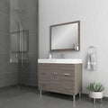 Alya Bath Ripley 39" Single Gray Modern Freestanding  Bathroom Vanity With Integrated Acrylic Top, Acrylic Sink and Wall Mounted Mirror - AT-8041-G+AT-36-M-G