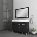 Alya Bath Ripley 48" Double Black Modern Freestanding  Bathroom Vanity With Integrated Acrylic Top, Acrylic Sink and Wall Mounted Mirror - AT-8048-B-D+AT-48-M-B