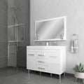 Alya Bath Ripley 48" Double White Modern Freestanding  Bathroom Vanity With Integrated Acrylic Top, Acrylic Sink and Wall Mounted Mirror - AT-8048-W-D+AT-48-M-W