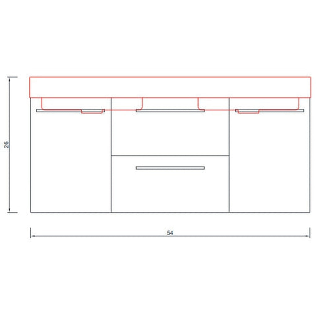 Alya Bath Ripley  54" Double Gray Modern Wall Mounted  Bathroom Vanity With Integrated Acrylic Top, Acrylic Sink and Wall Mounted Mirror - AT-8047-G-D+AT-48-M-G