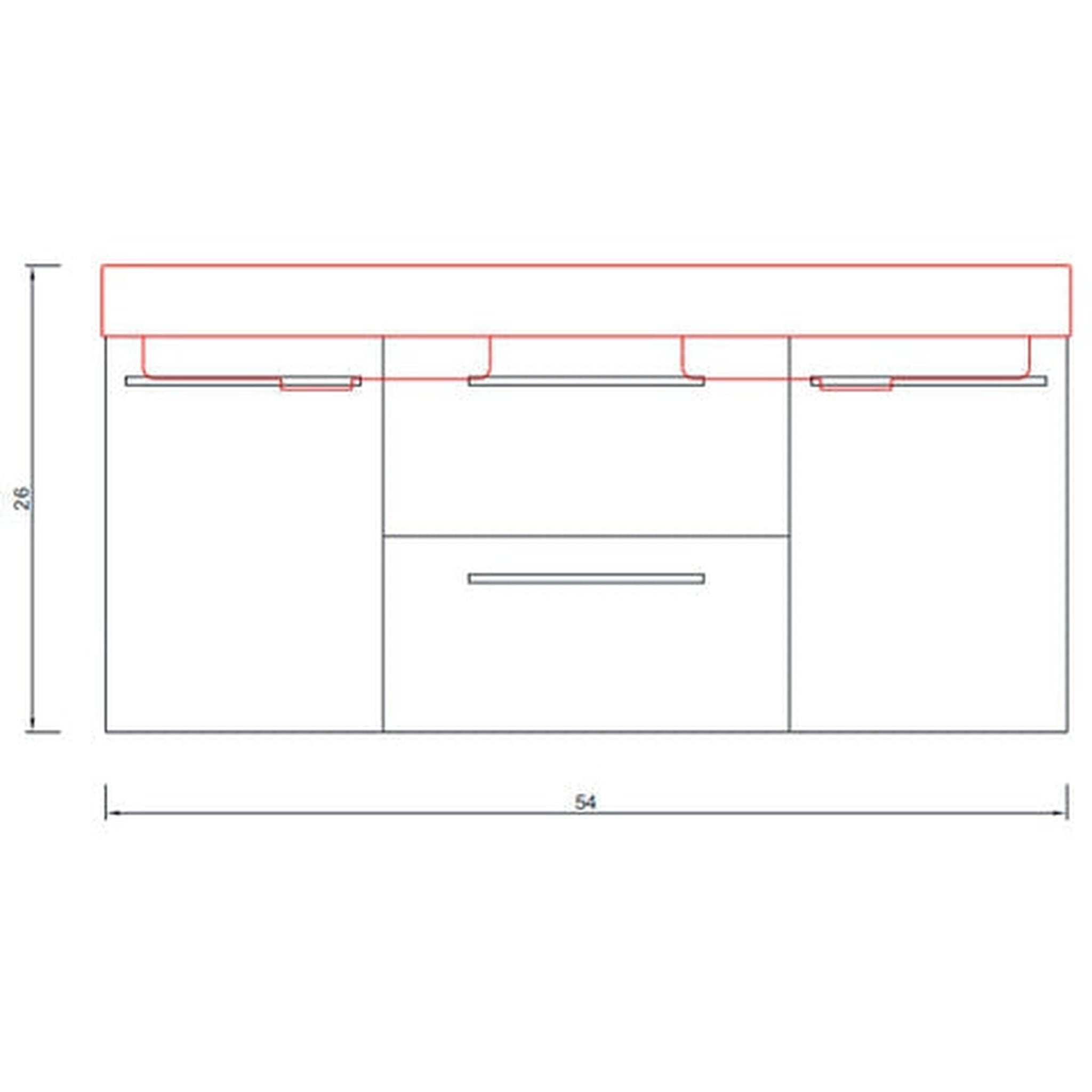Alya Bath Ripley  54" Double Gray Modern Wall Mounted  Bathroom Vanity With Integrated Acrylic Top, Acrylic Sink and Wall Mounted Mirror - AT-8047-G-D+AT-48-M-G