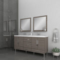 Alya Bath Ripley 67" Double Gray Modern Freestanding Bathroom Vanity With Integrated Acrylic Top, Acrylic Sink and Wall Mounted Mirror - AT-8063-G+2x AT-30-M-G