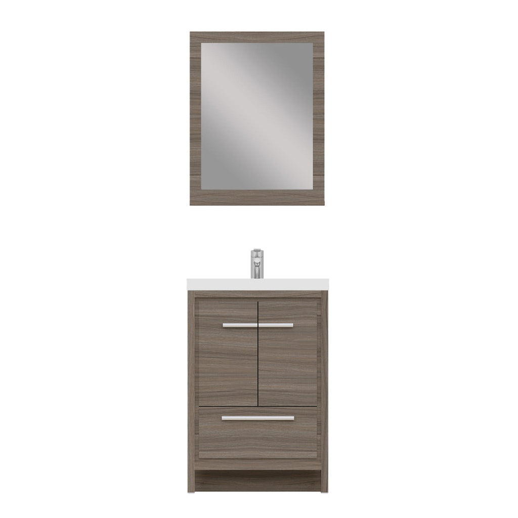 Alya Bath Sortino 24" Single Gray Modern Freestanding  Bathroom Vanity With Acrylic Top and Integrated Sink - AB-MD624-G