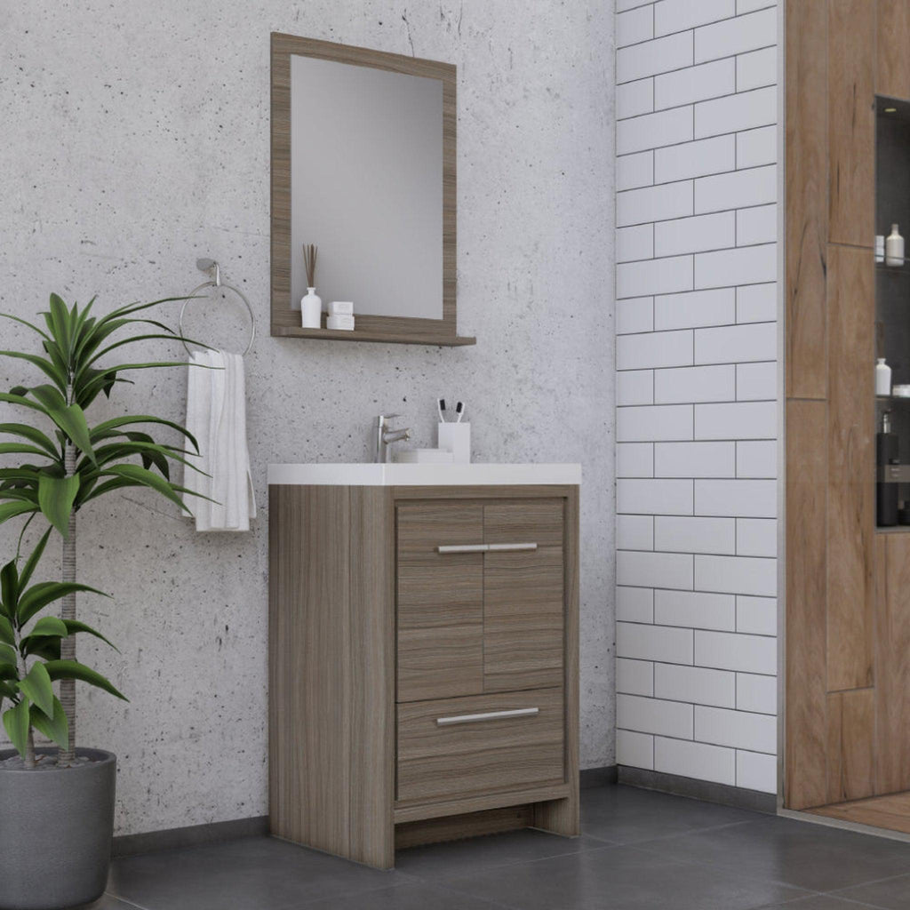 Alya Bath Sortino 24" Single Gray Modern Freestanding  Bathroom Vanity With Acrylic Top and Integrated Sink - AB-MD624-G