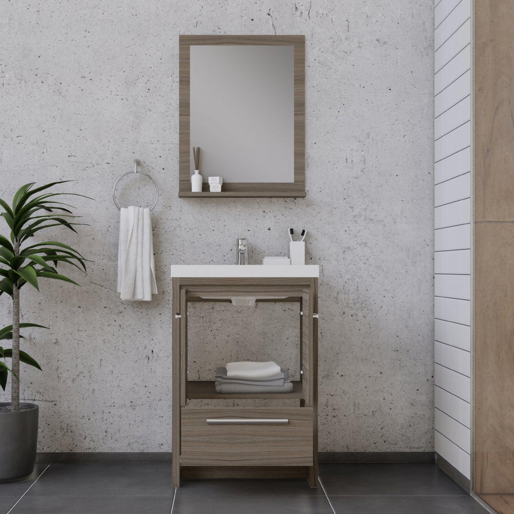 Alya Bath Sortino 24" Single Gray Modern Freestanding  Bathroom Vanity With Acrylic Top and Integrated Sink - AB-MD624-G